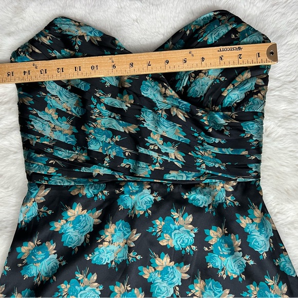 Vintage 90s Betsey Johnson Strapless Floral Silk Dress Size 6 NWT - Picture 8 of 16